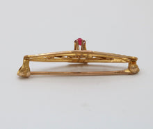 Load image into Gallery viewer, Art Nouveau Ruby 10K Yellow Gold Brooch Pin
