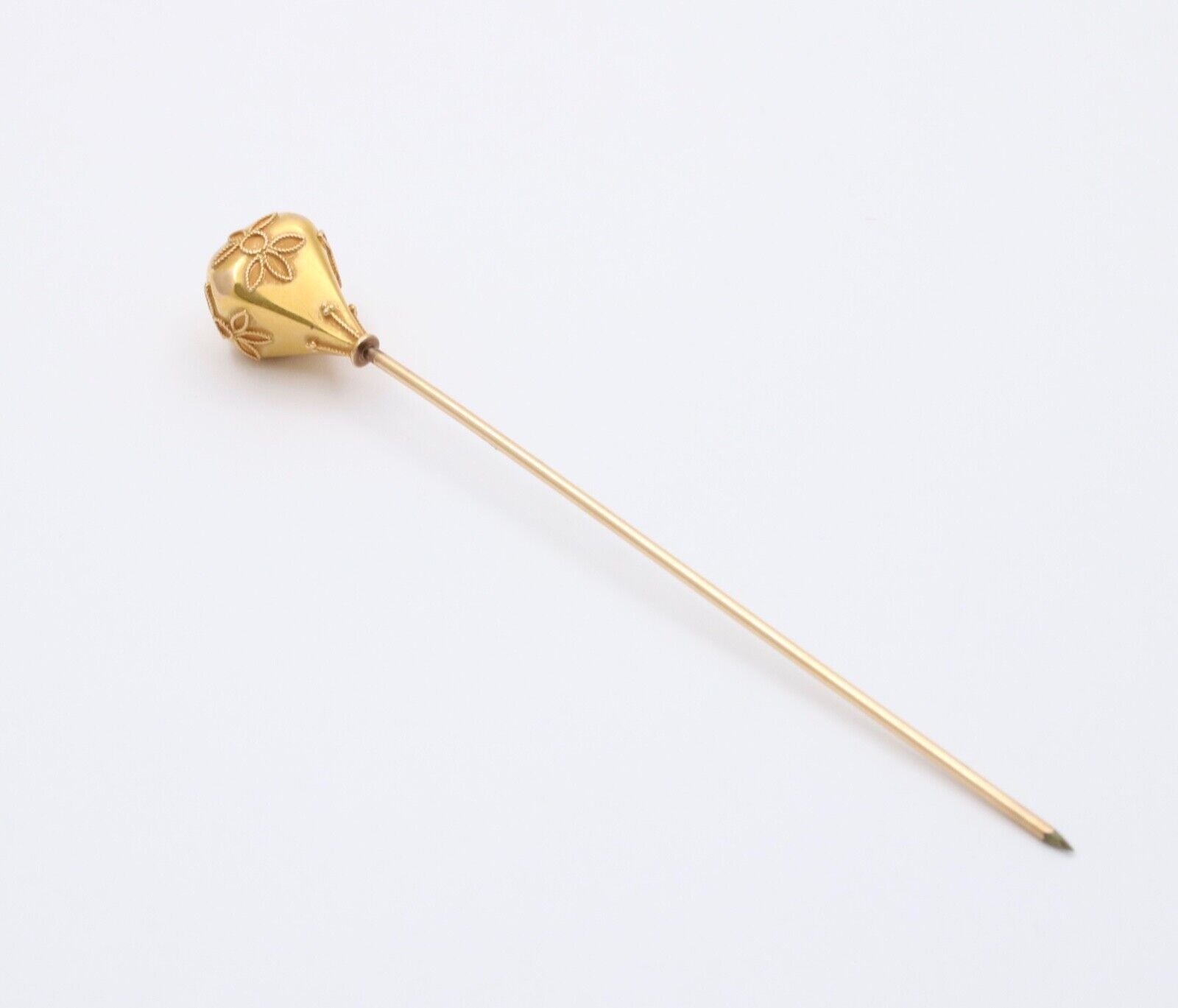 Etruscan Revival 14K Yellow Gold Stick Pin. Lapel Pin. Hat Pin.