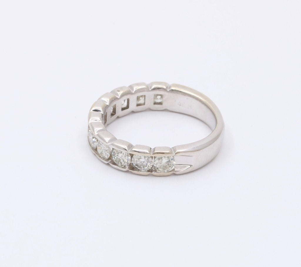 Vintage 14K White Gold Diamond Half Eternity Band.