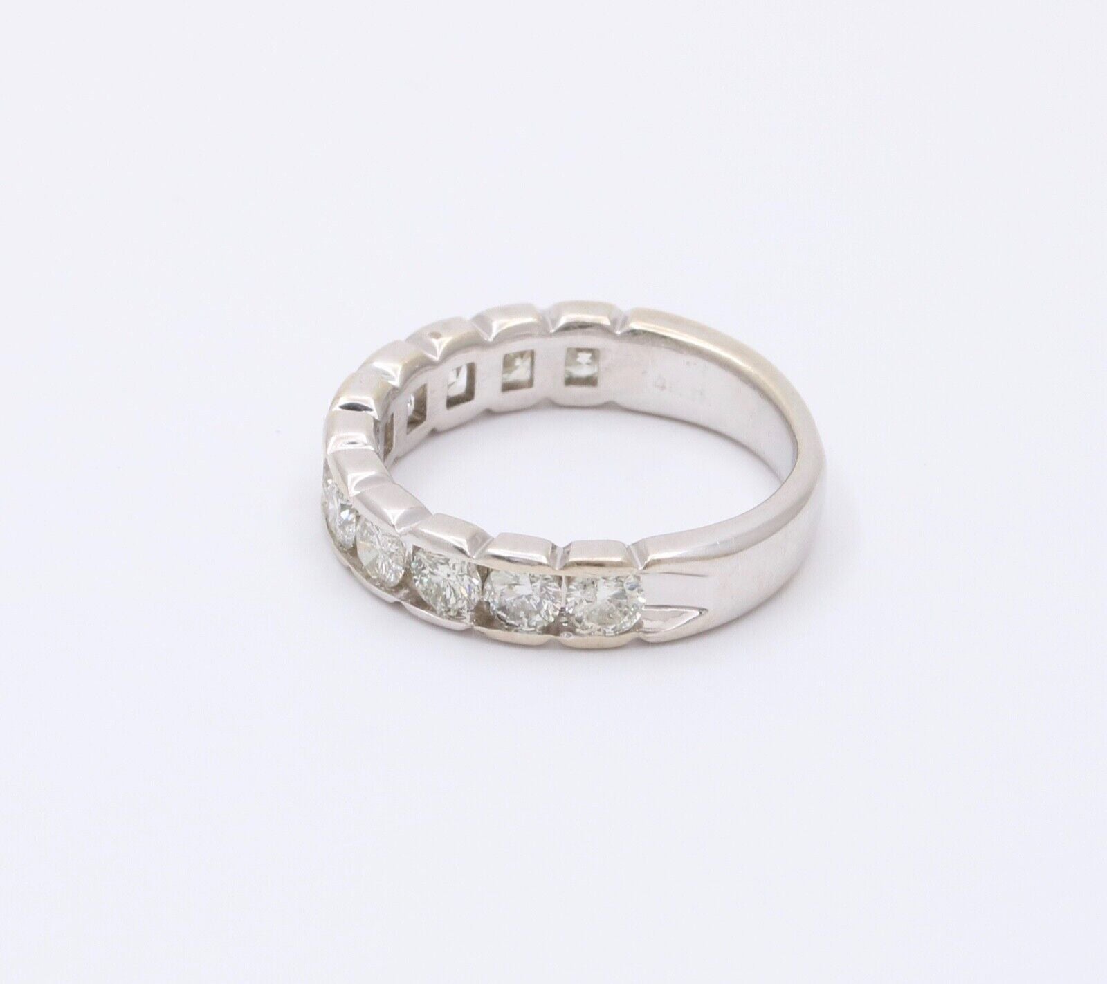 Vintage 14K White Gold Diamond Half Eternity Band.