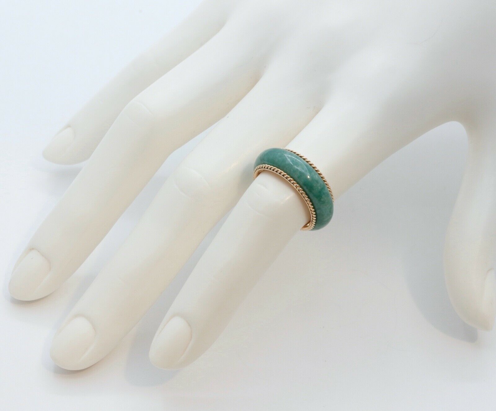 Vintage Jade 14K Yellow Gold Wedding Band Ring