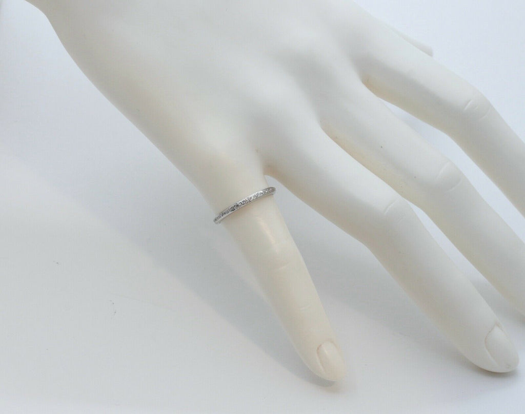 Art Deco Ladies Old Miner Cut Diamonds Platinum Eternity Wedding Band