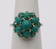 Load image into Gallery viewer, Vintage 18K Gold Dome Cluster Turquoise Ring
