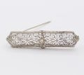 Art Deco 14K White Gold Diamond Bar Pin Brooch