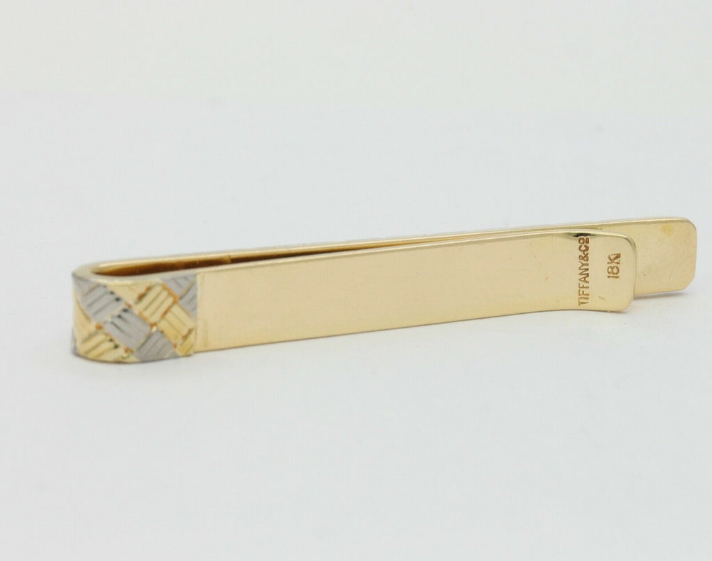 Vintage Tiffany and Co. Diagonally Checkered 18K Yellow White Gold Money Clip