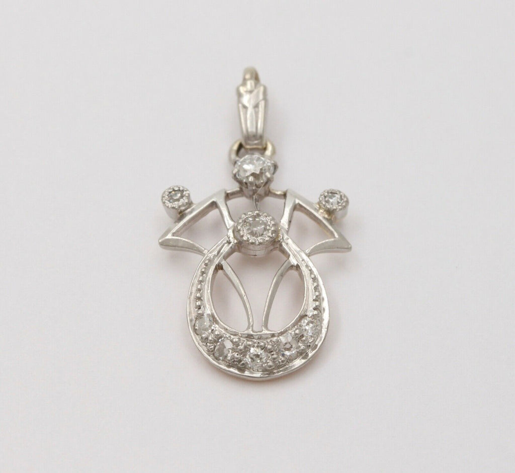 Art Deco Recreation Diamonds Platinum 14K Yellow Gold Pendant