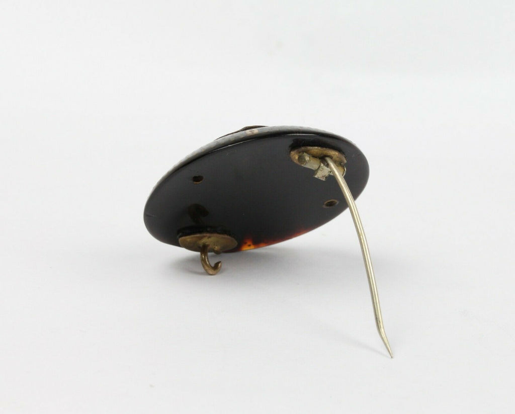 Vintage Jet GF Crown Brooch