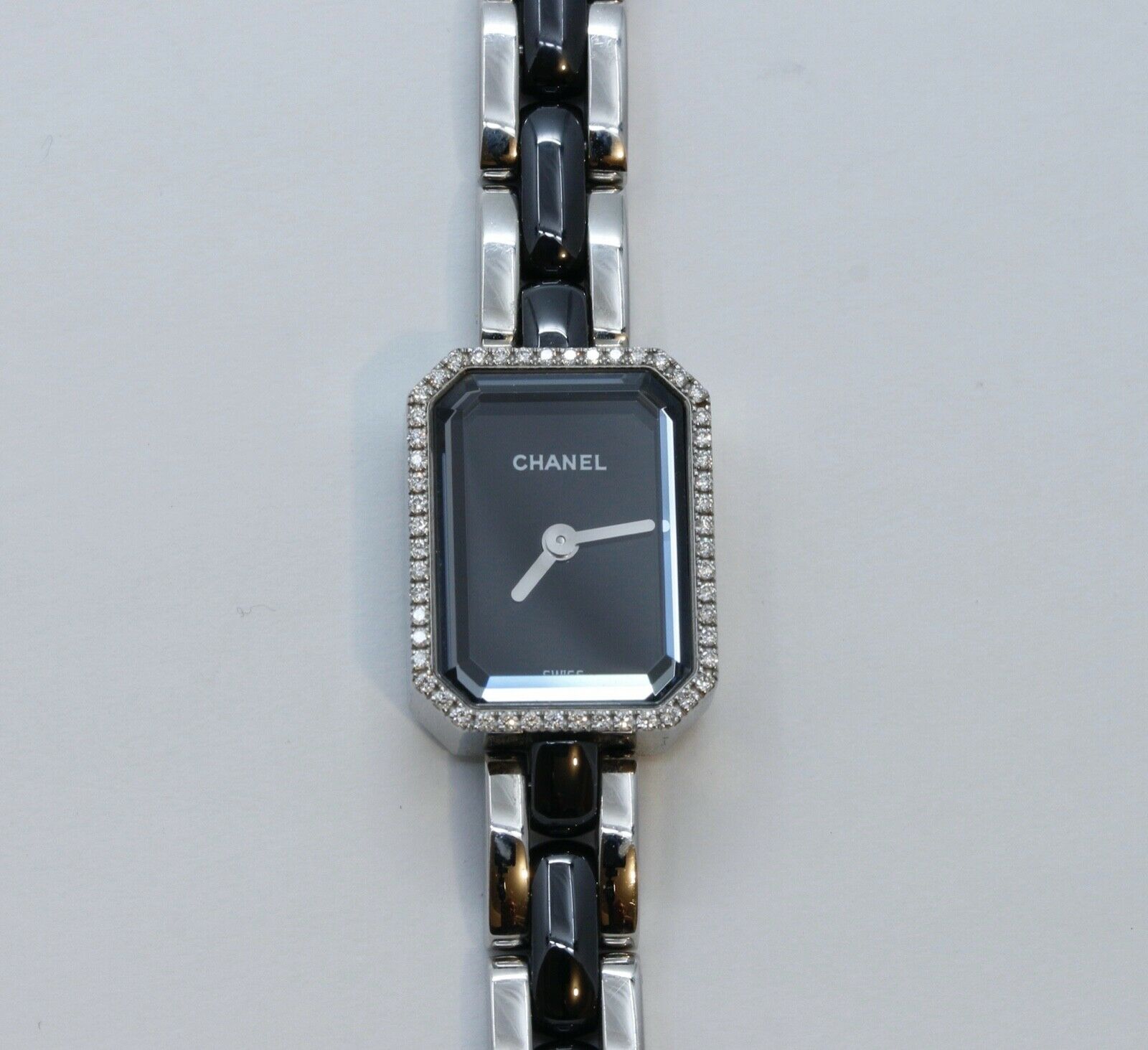 Chanel Premiere Mini Watch H2163 Diamonds Steel Black Ceramic