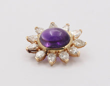 Load image into Gallery viewer, Vintage 14K Yellow Gold Diamond and Amethyst Flower Brooch
