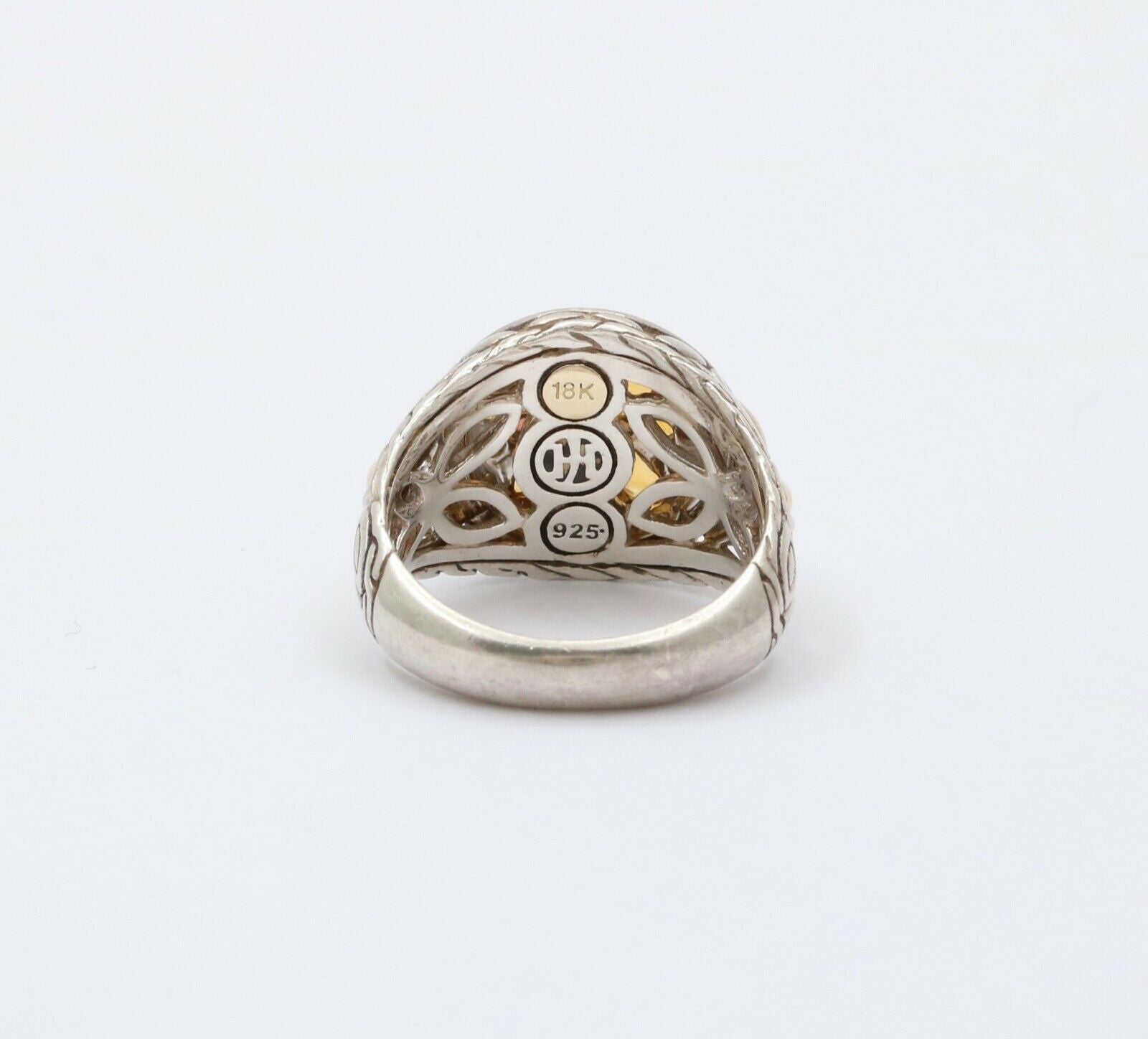 John Hardy Madeira, Yellow, and Honey Citrines Sterling Silver 18K YG Ring