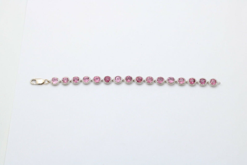 Vintage Pink Tourmaline 22K White Gold Tennis Bracelet