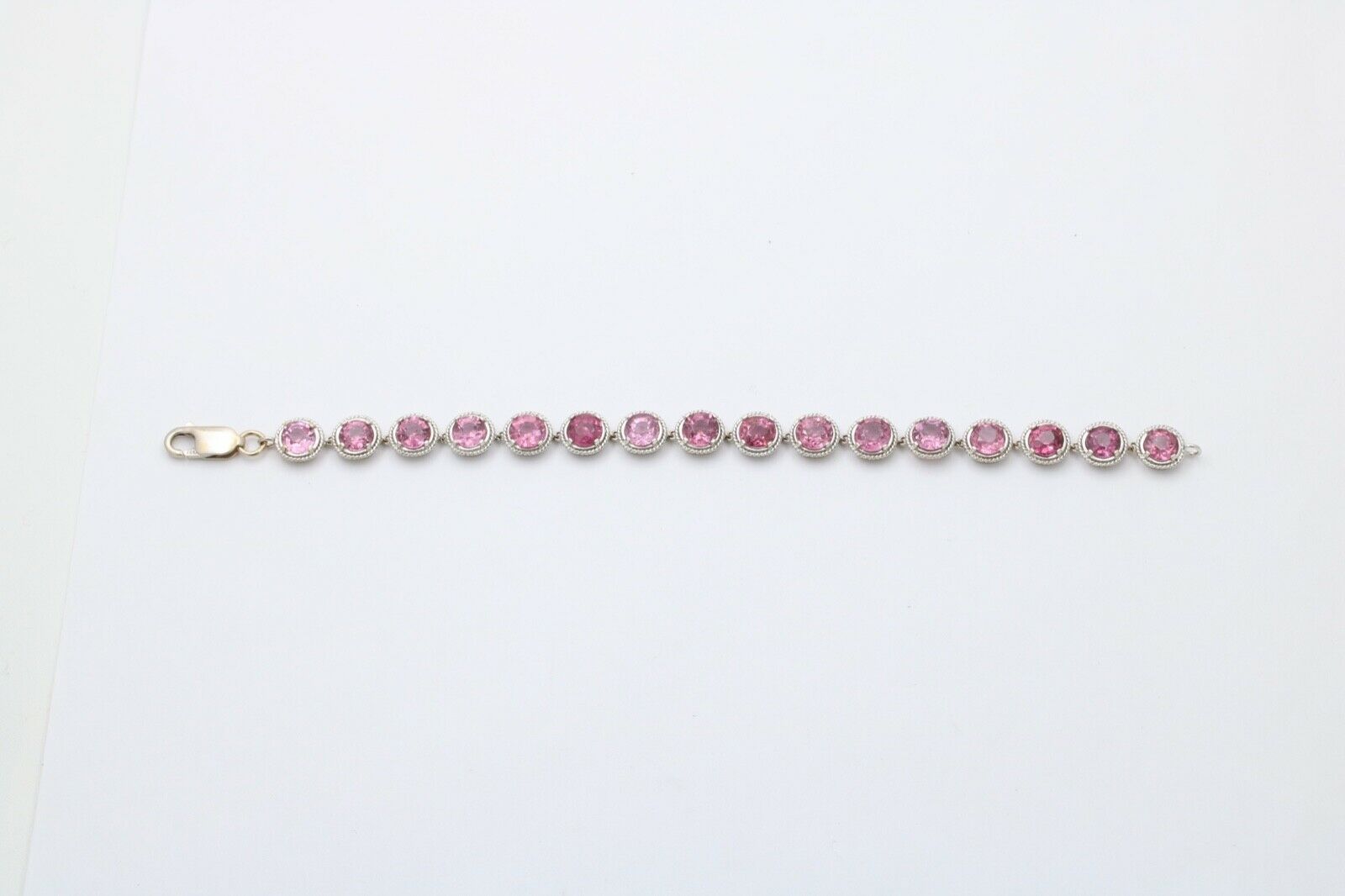 Vintage Pink Tourmaline 22K White Gold Tennis Bracelet