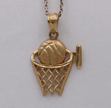 Load image into Gallery viewer, Vintage 10K Yellow Gold Basketball Hoop Charm, Pendant.
