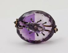 Load image into Gallery viewer, Victorian Scarab Bettle Carved Amethyst 14K yellow Gold Brooch Pin
