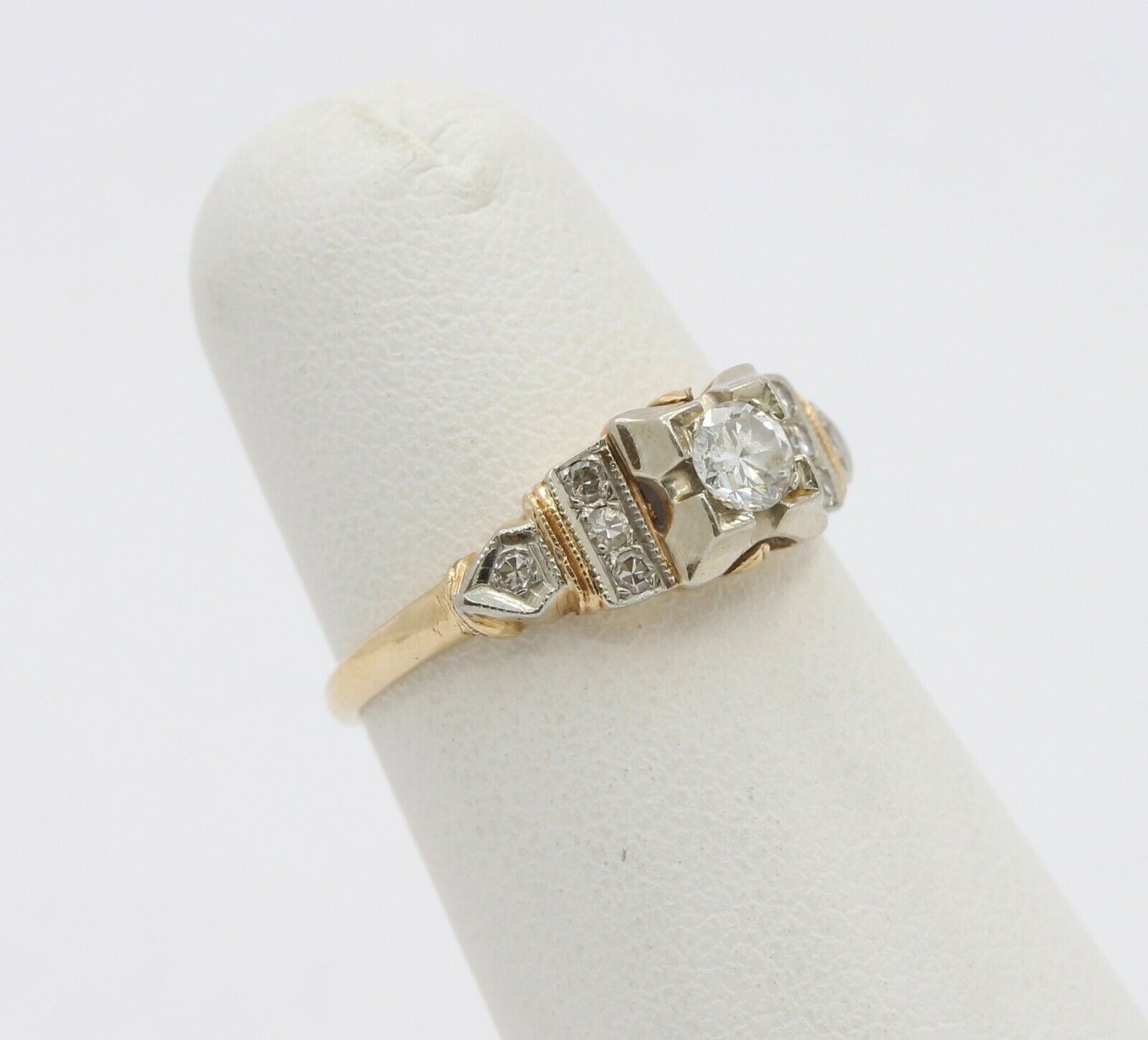 Vintage 14K Yellow Gold Diamond Engagement Ring