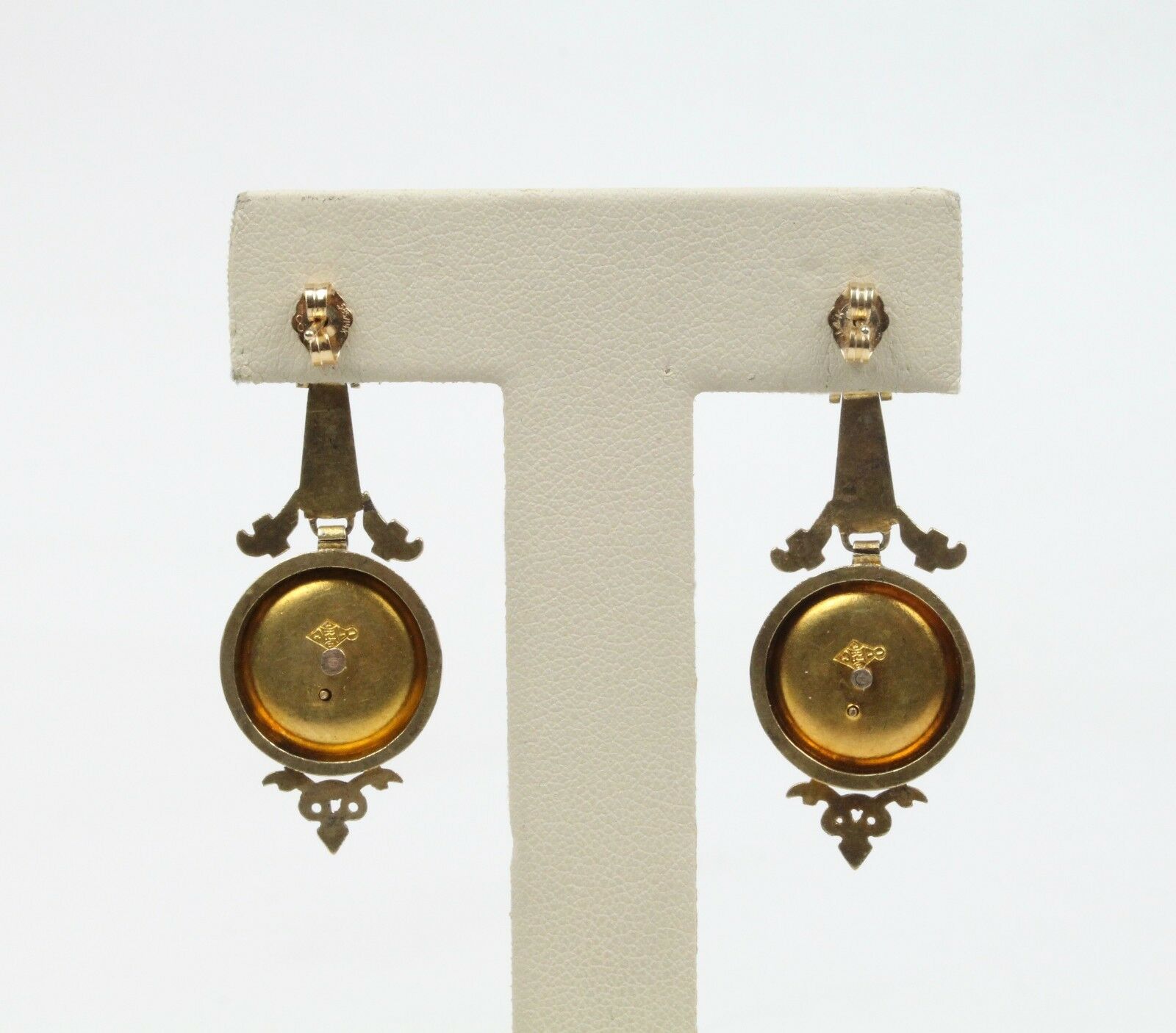 Victorian 18K Yellow Gold Seed Pearls Hanging Earrings