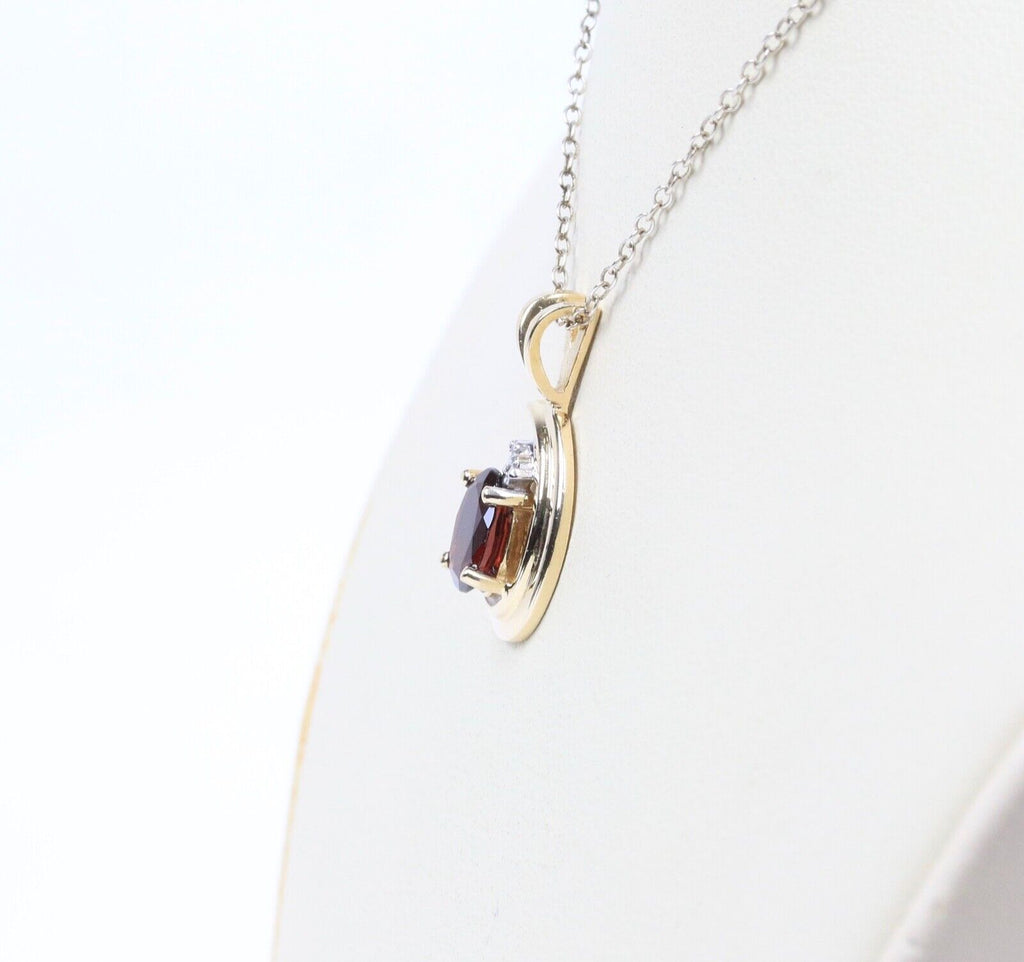Vintage Garnet Diamond 14K Yellow Gold Pendant