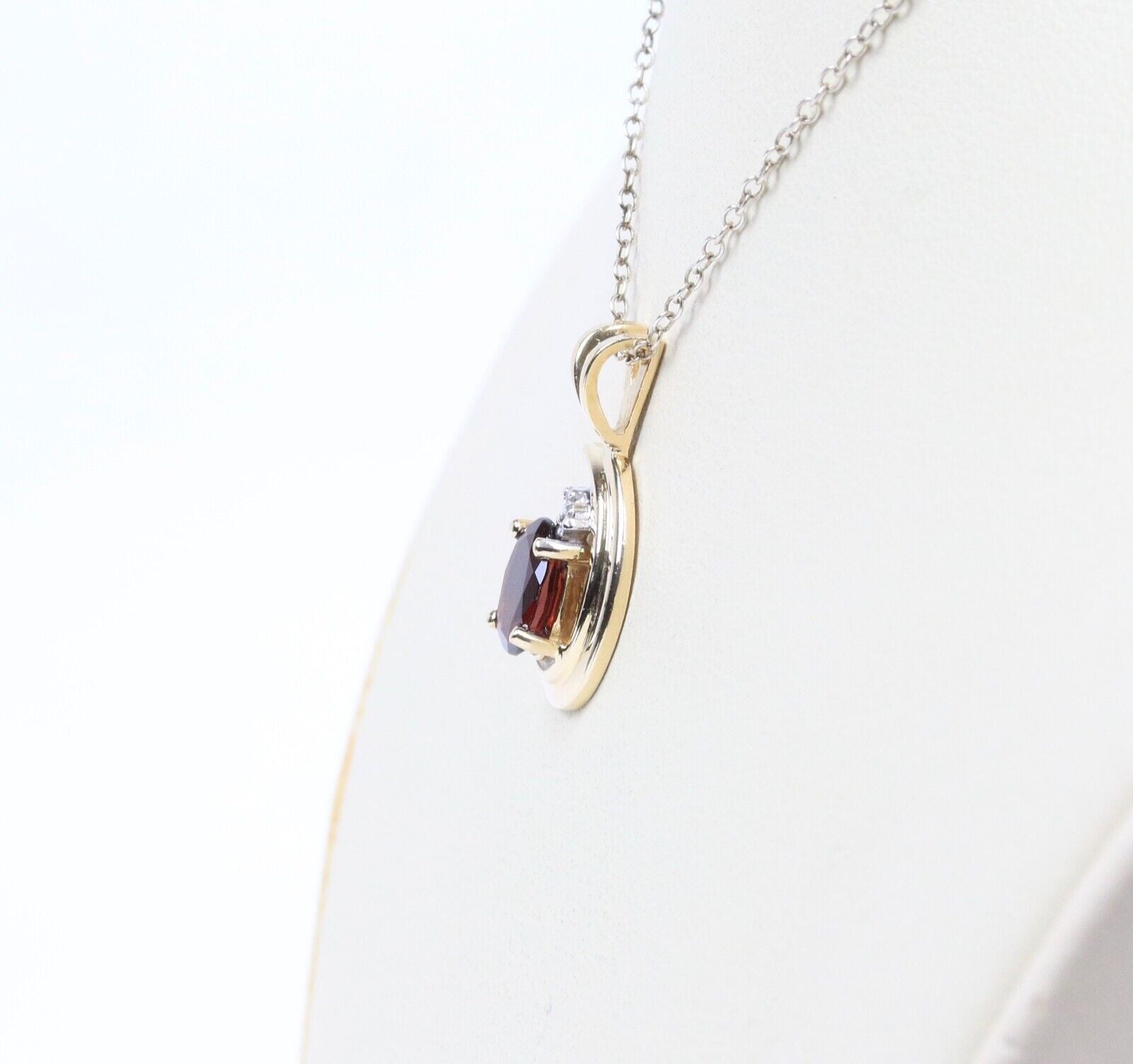 Vintage Garnet Diamond 14K Yellow Gold Pendant