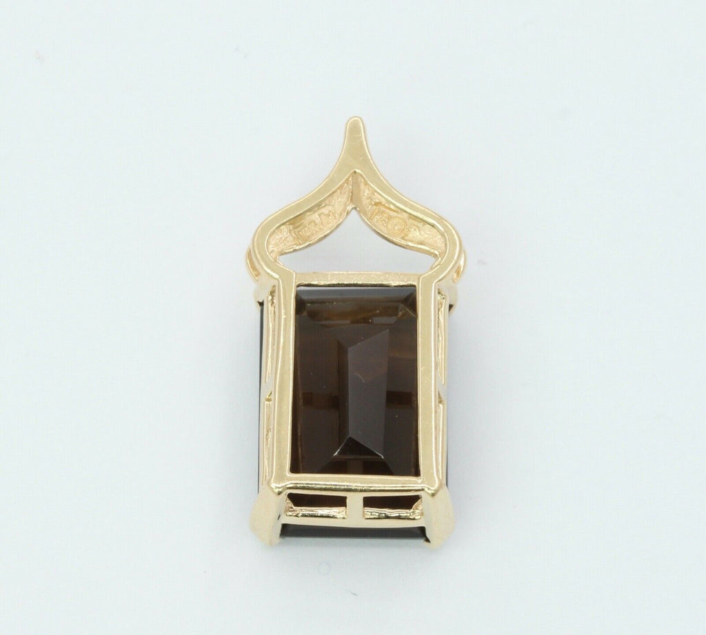 Vintage Smoky Quartz 14K Yellow Gold Pendant
