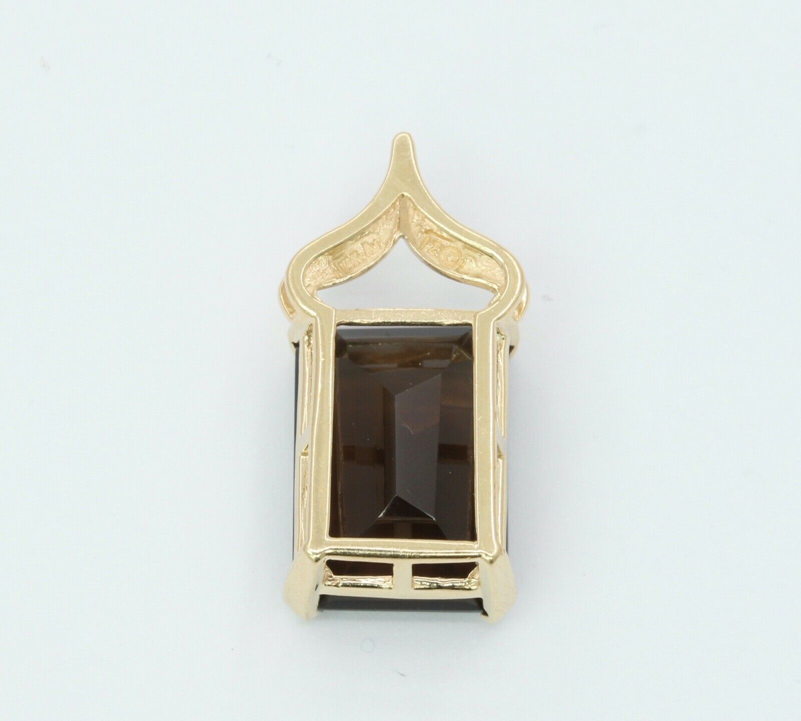 Vintage Smoky Quartz 14K Yellow Gold Pendant