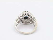 Load image into Gallery viewer, Vintage 14K White Gold Sapphire Diamond Alternative Engagement Ring
