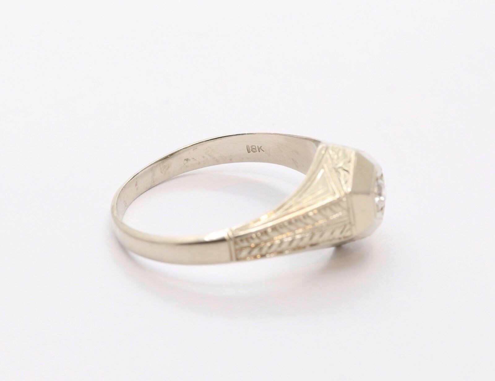Art Deco Diamonds 18K White Gold Unisex Ring
