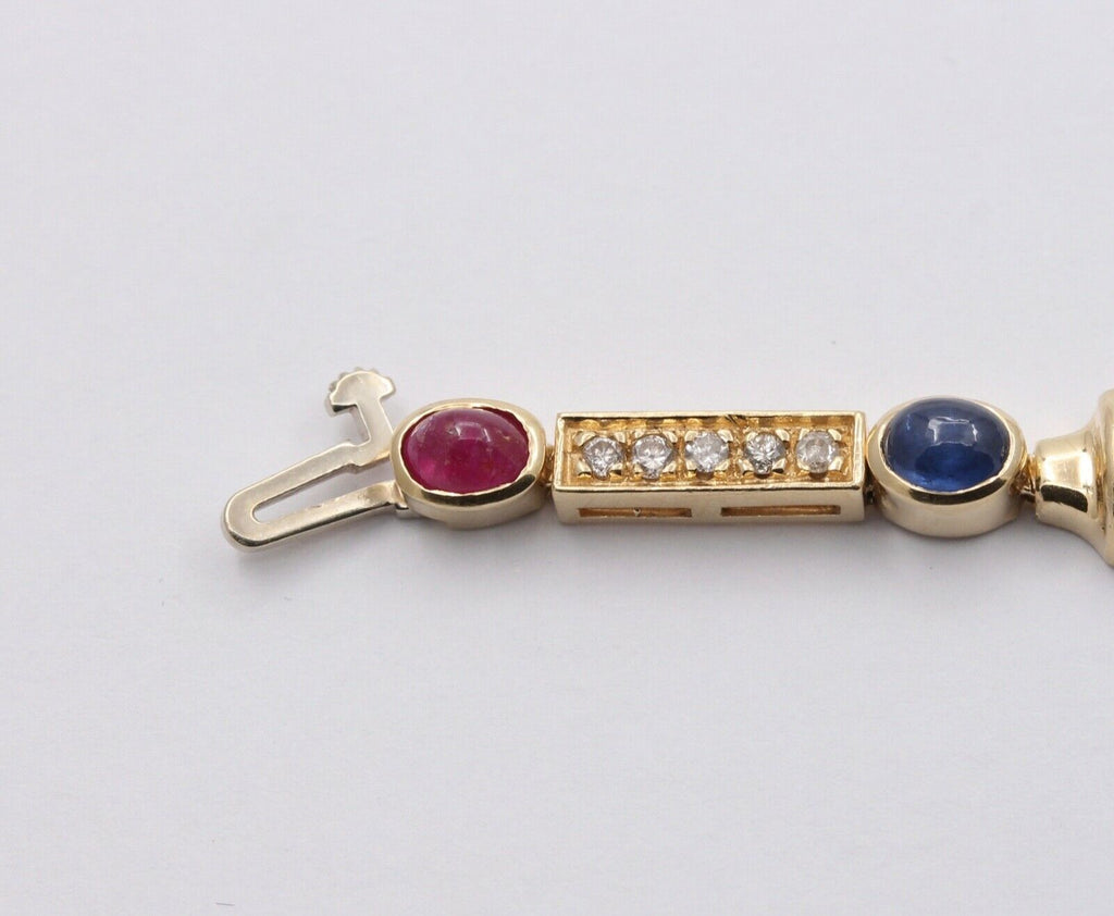Vintage Unique Multi Stone 14k Yellow Gold Bracelet