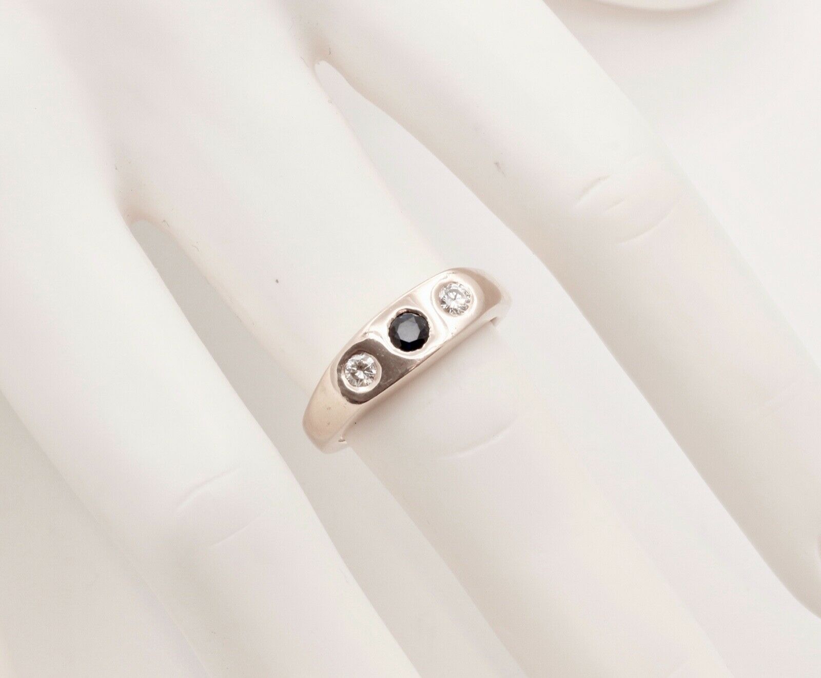 Unisex Vintage Mens Ladies Blue Sapphire Diamonds 14K Yellow Gold Ring