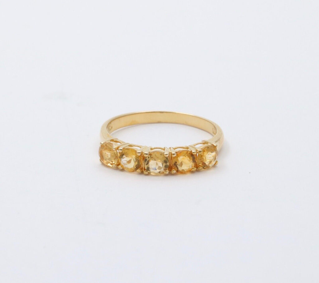 Vintage Citrine 9K Yellow Gold Band Ring