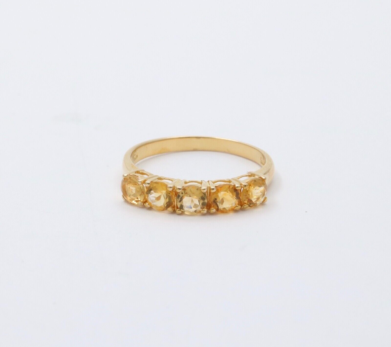 Vintage Citrine 9K Yellow Gold Band Ring