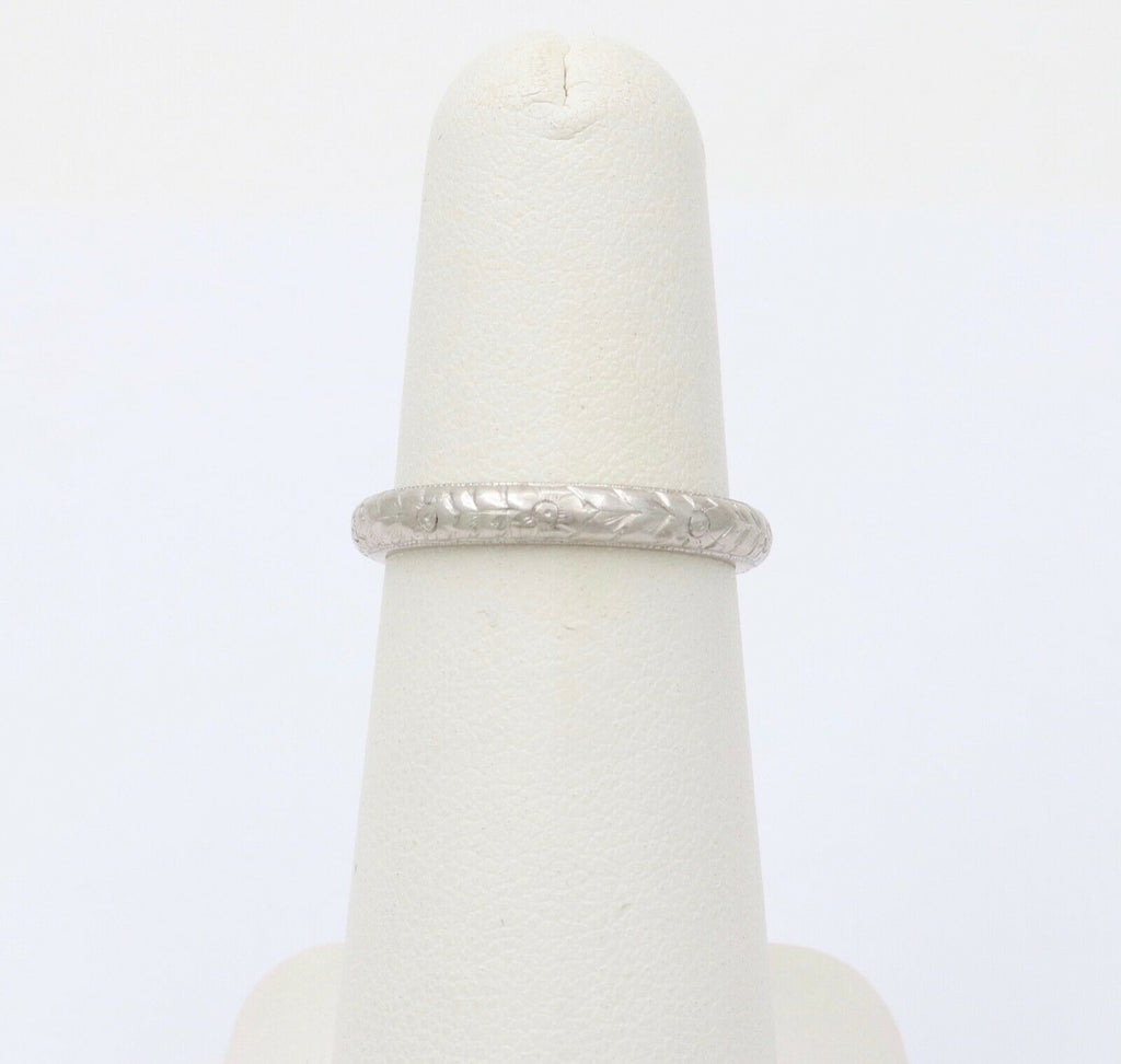 Art Deco W. Wise & Son Flower Blossom 18K White Yellow Gold Wedding Band Ring