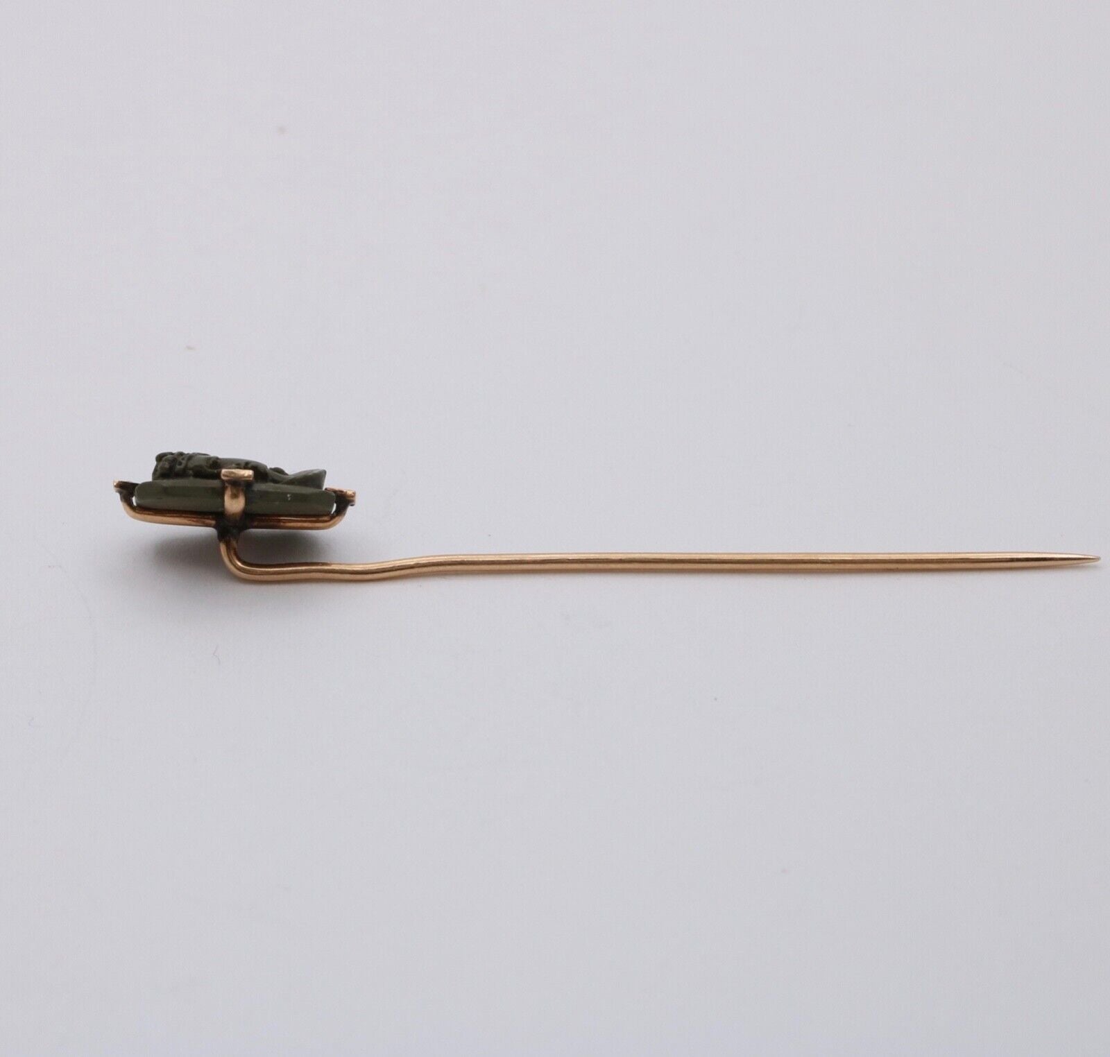 Antique Victorian Grand Tour Lava Curved Woman’s Portrait Stick Pin, Lapel Pin