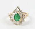 Vintage Diamond and Emerald Ladies Cluster Ring