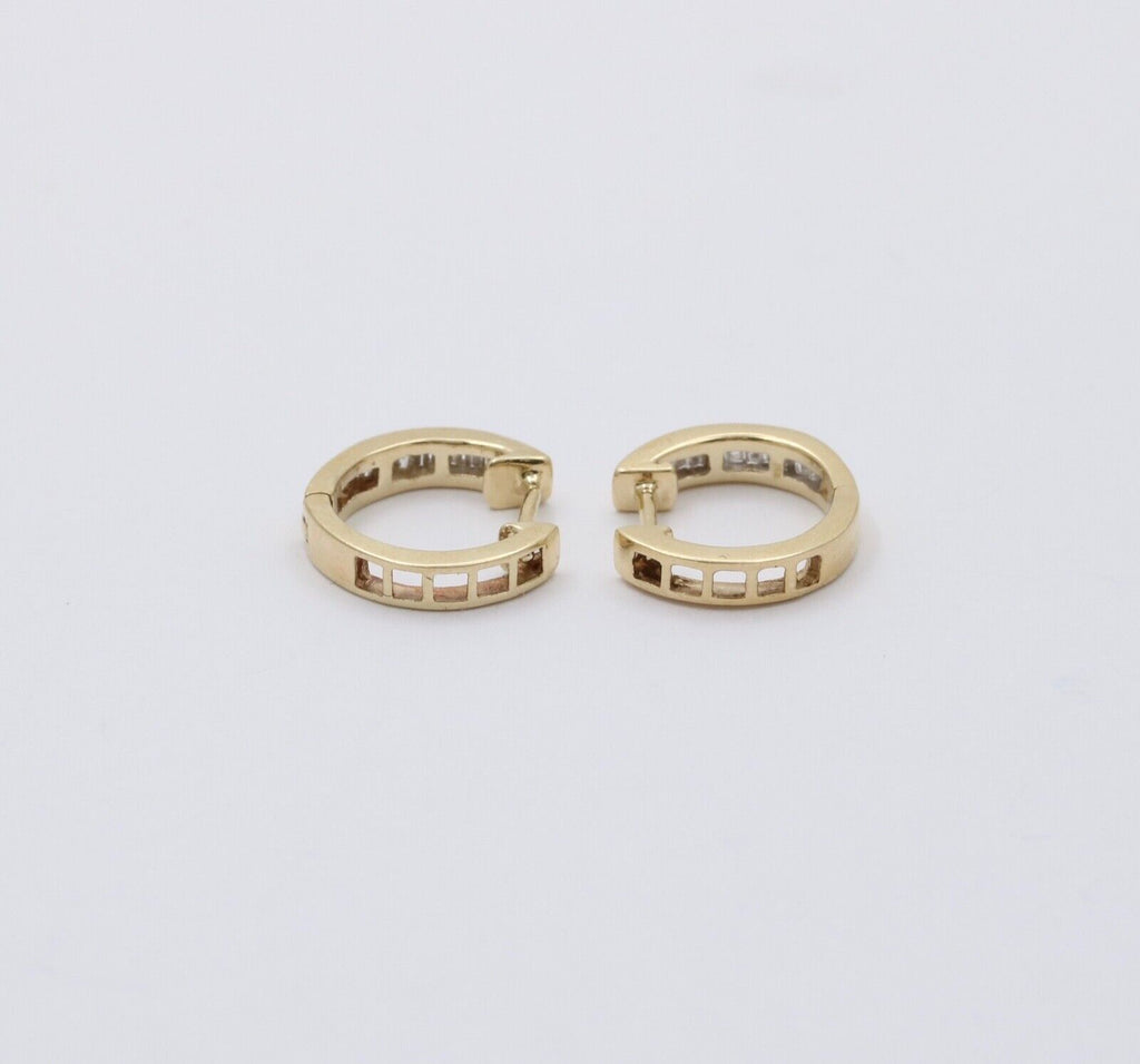Minimize Diamond 10K Yellow Gold Small Huggies Earrings
