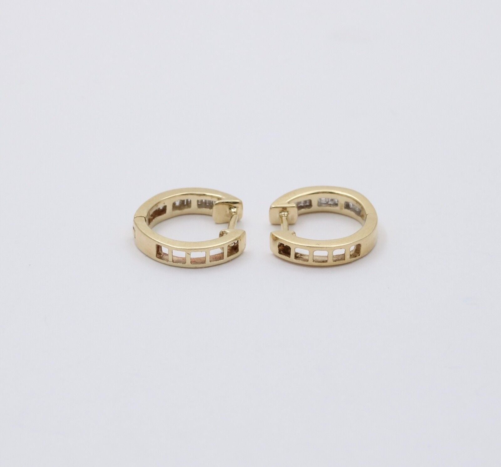 Minimize Diamond 10K Yellow Gold Small Huggies Earrings