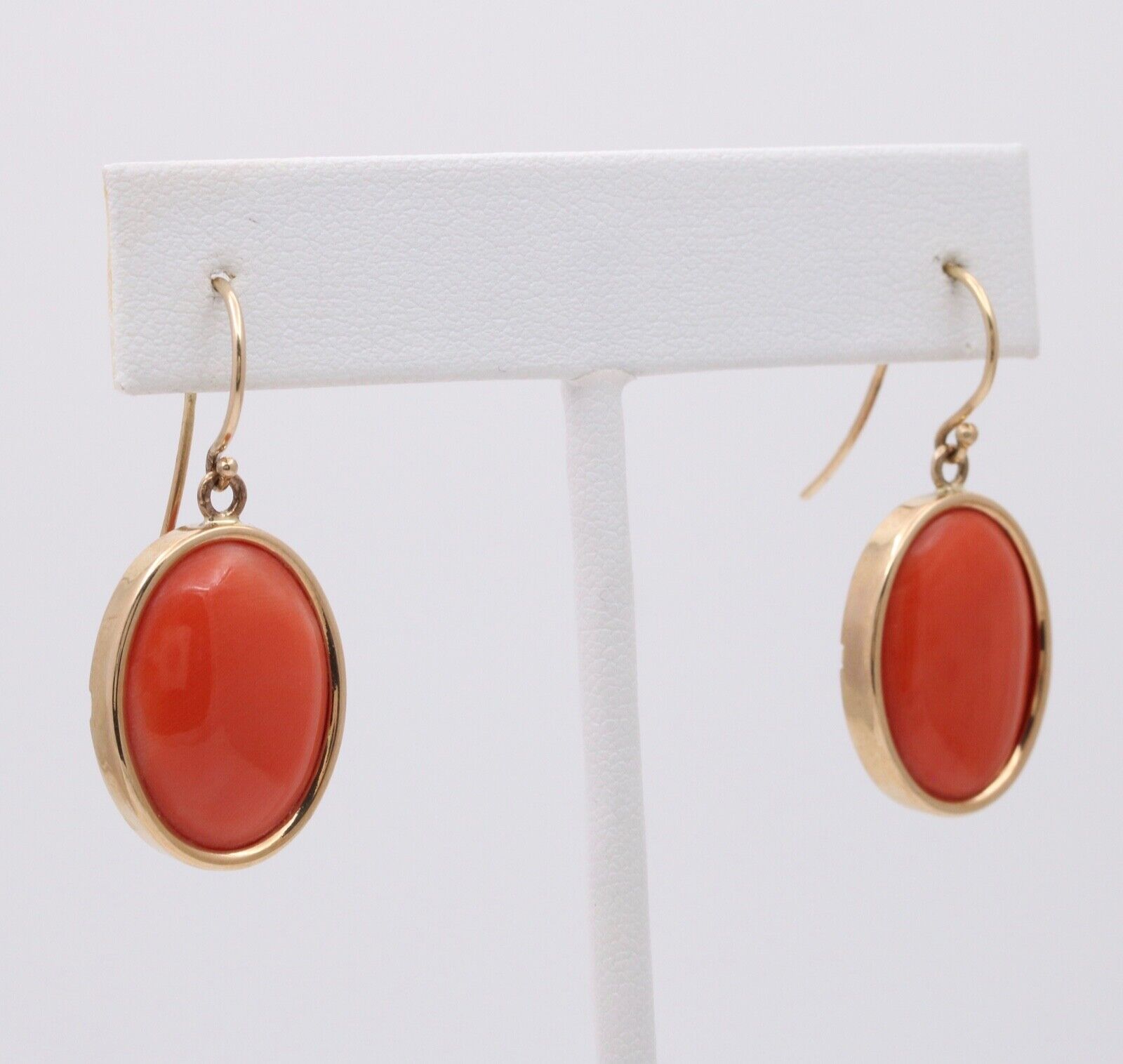 Vintage 14K Yellow Gold Large Coral Dangling Earrings