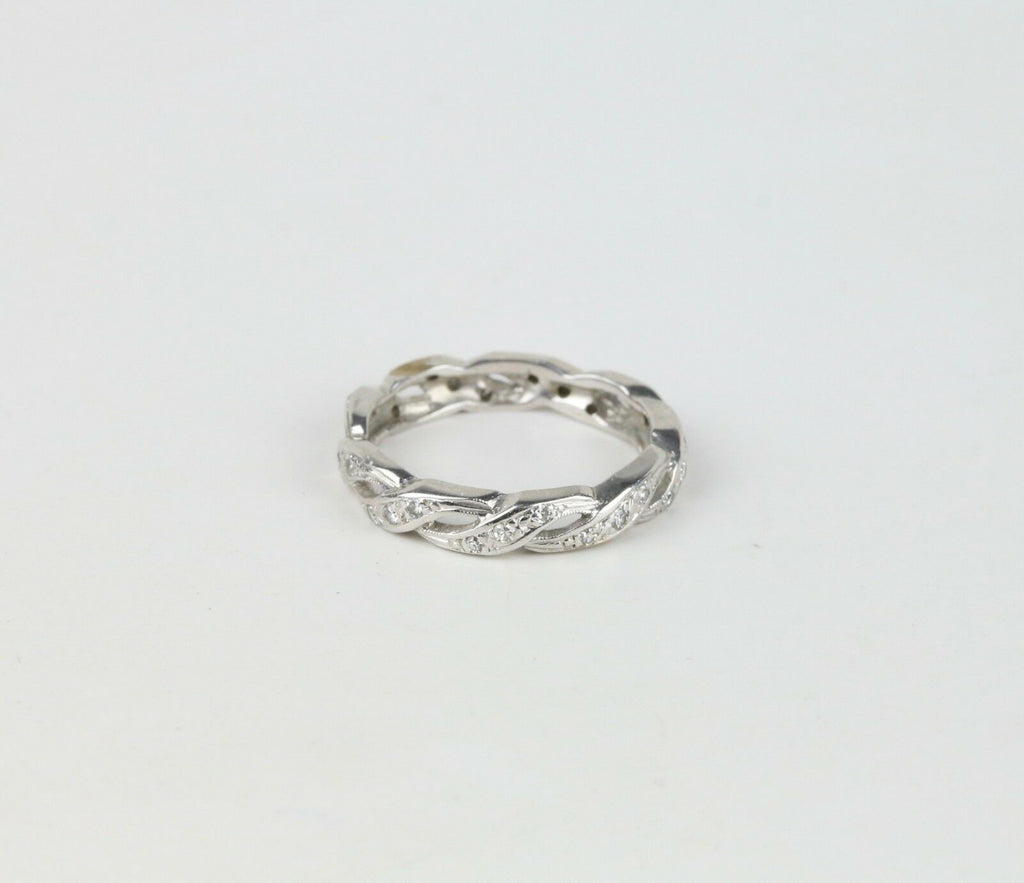 Vintage 14K White Gold Twist Eternity Band