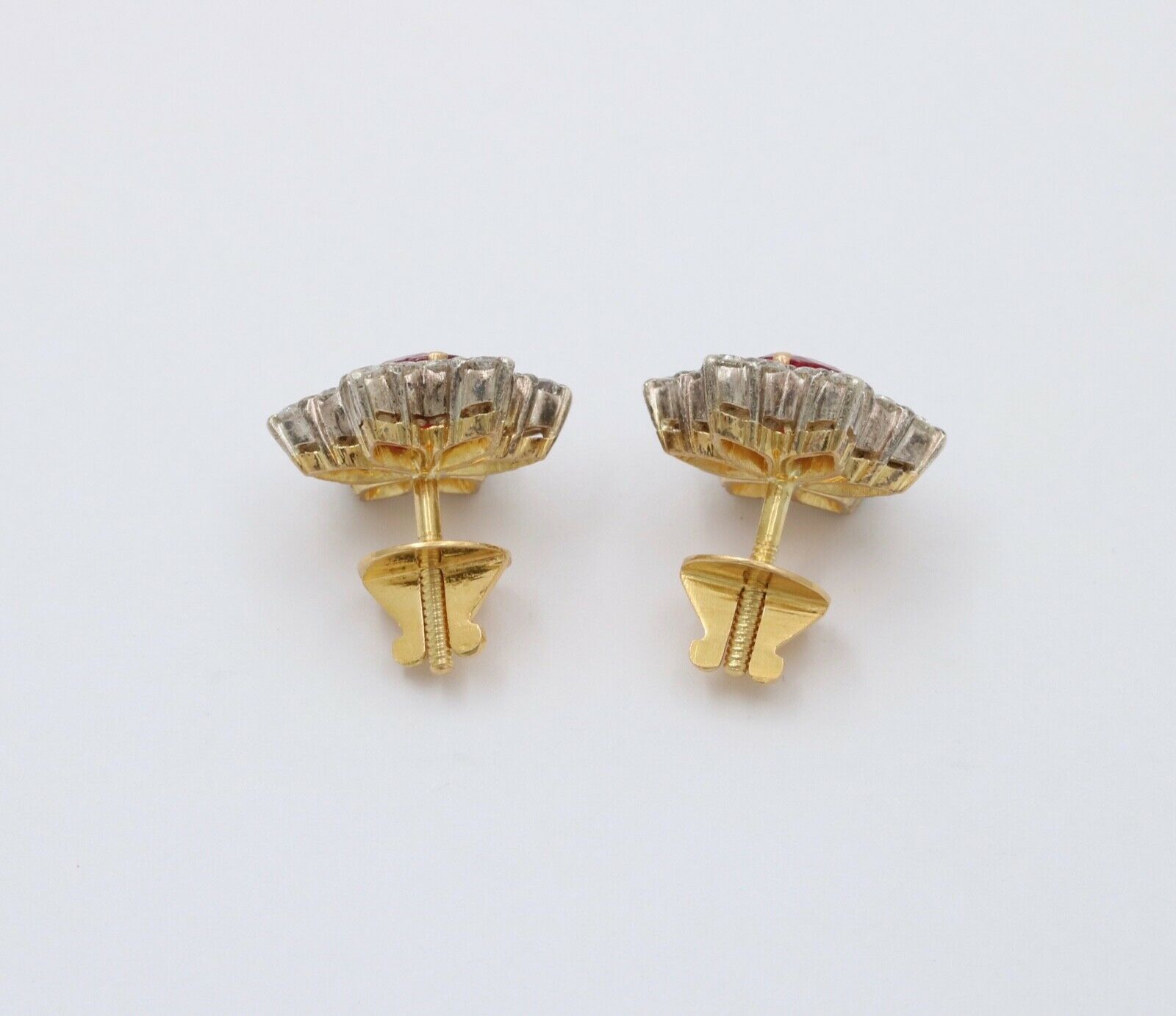 Vintage Star Ruby Diamonds Platinum 18K YG Earrings