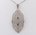 Art Deco 14K White Gold Filigree Pendant, Necklace