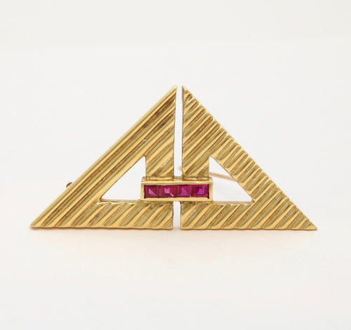 Vintage Tiffany & Co Ruby Triangle Brooch