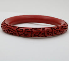 Load image into Gallery viewer, Vintage Red Cinnabar Chanterelle Bangle Bracelet
