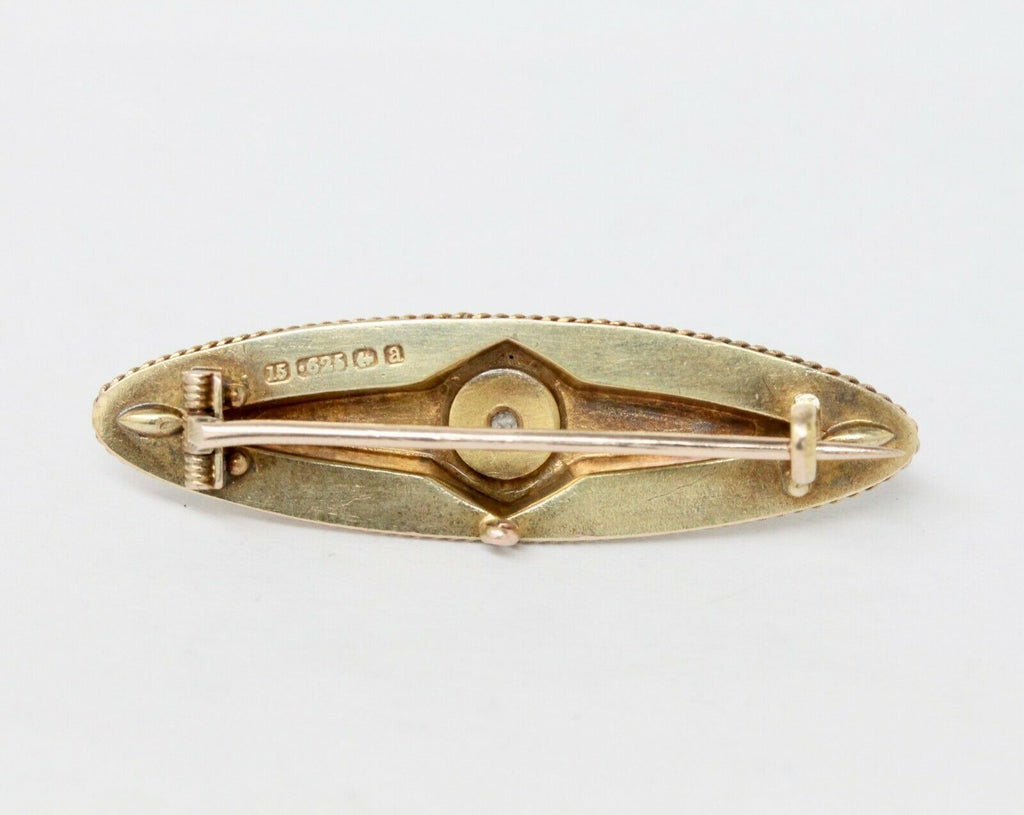Victorian English 15K Yellow Gold Diamond Brooch