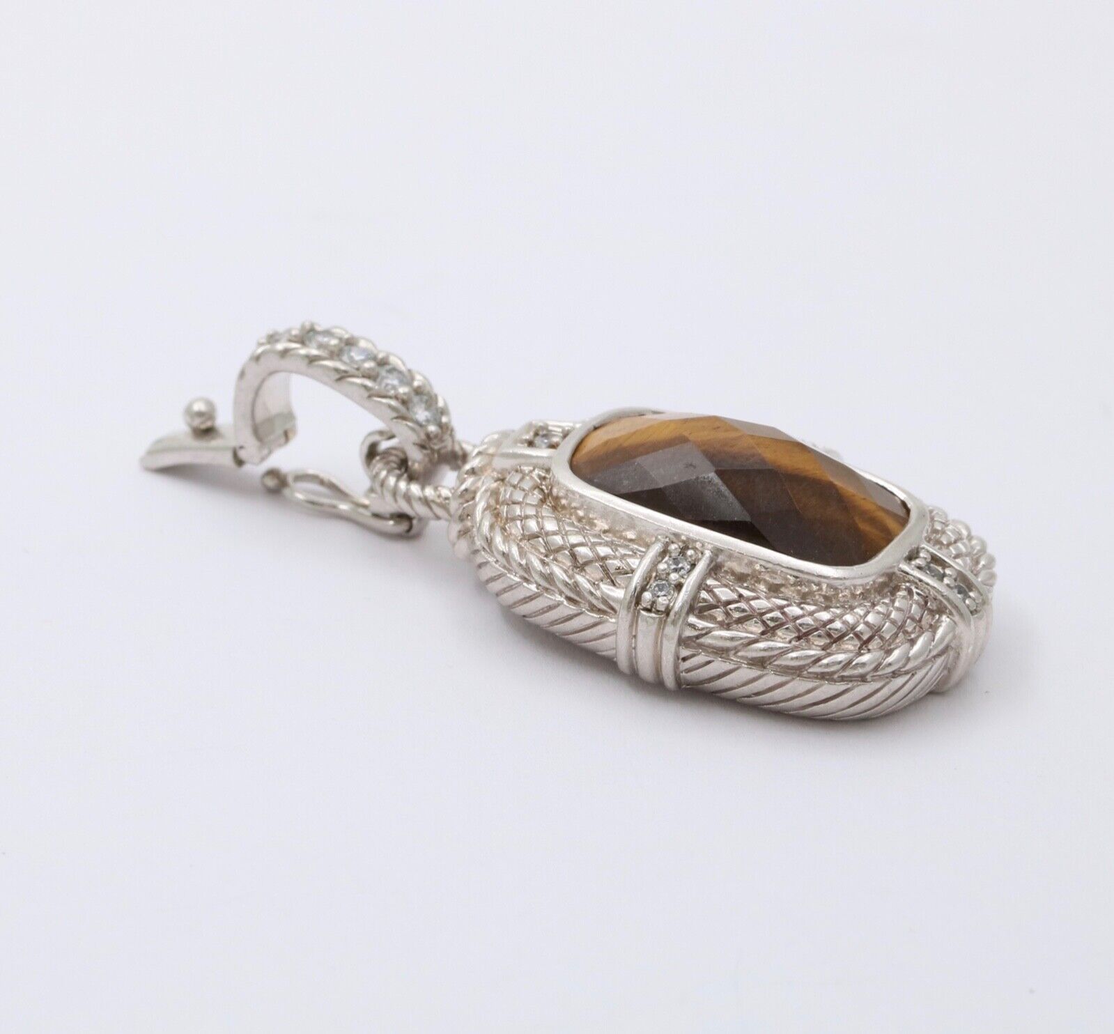 Classic Judith Ripka Tiger Eye Sterling Silver Pendant