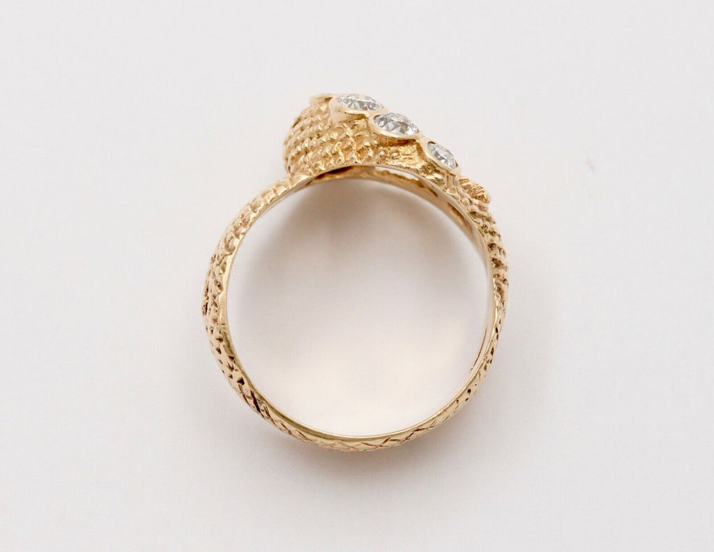 Vintage Snake Diamond Rubies 14K Yellow Gold Ring