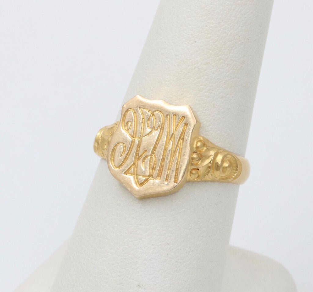 Antique Art Deco 14K Gold Shield Signet Ring, Ring Band