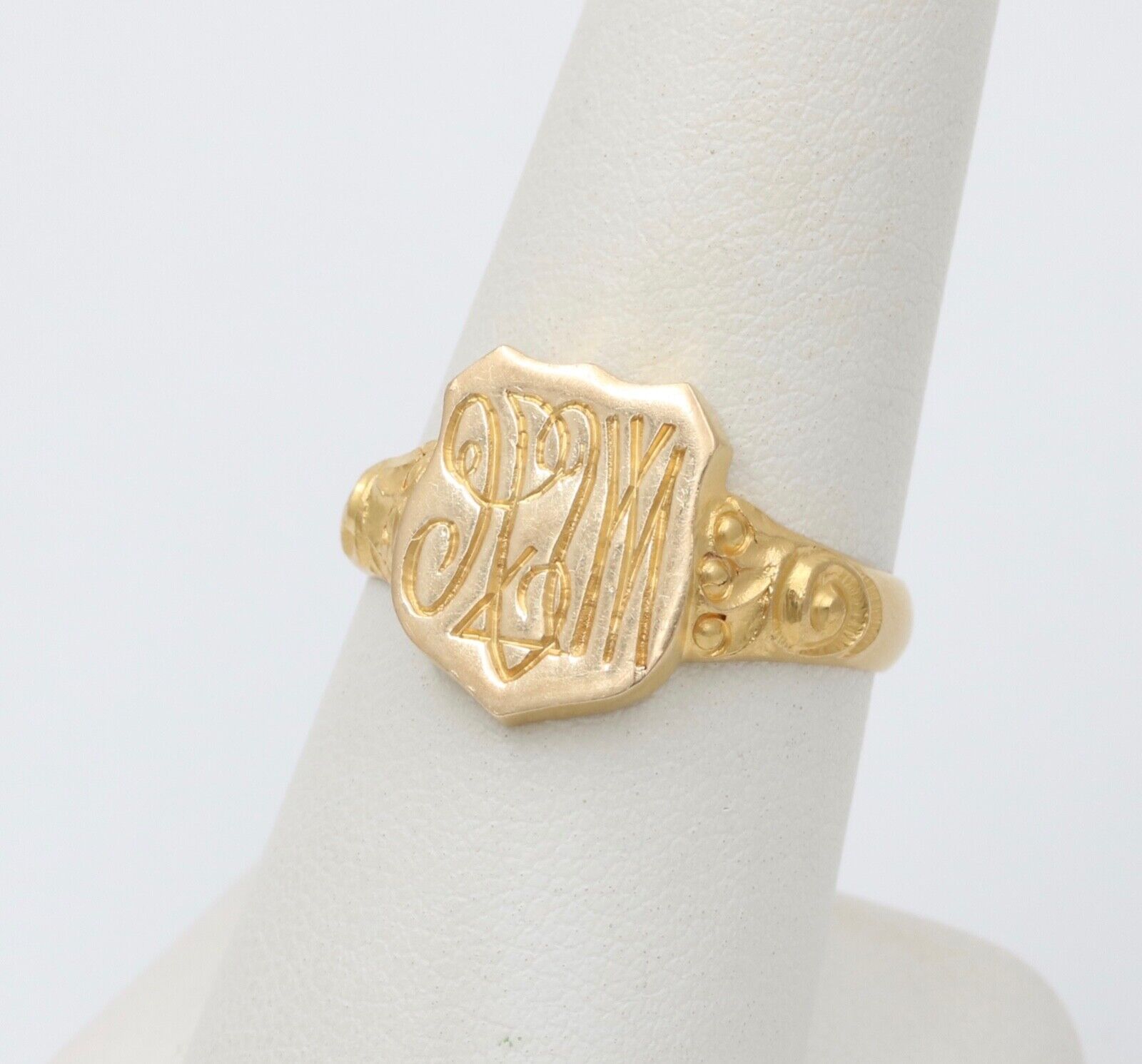 Antique Art Deco 14K Gold Shield Signet Ring, Ring Band