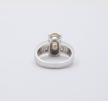 Load image into Gallery viewer, Vintage 18K White Gold Ethiopian Opal and Diamond Alternative Engagement Ring
