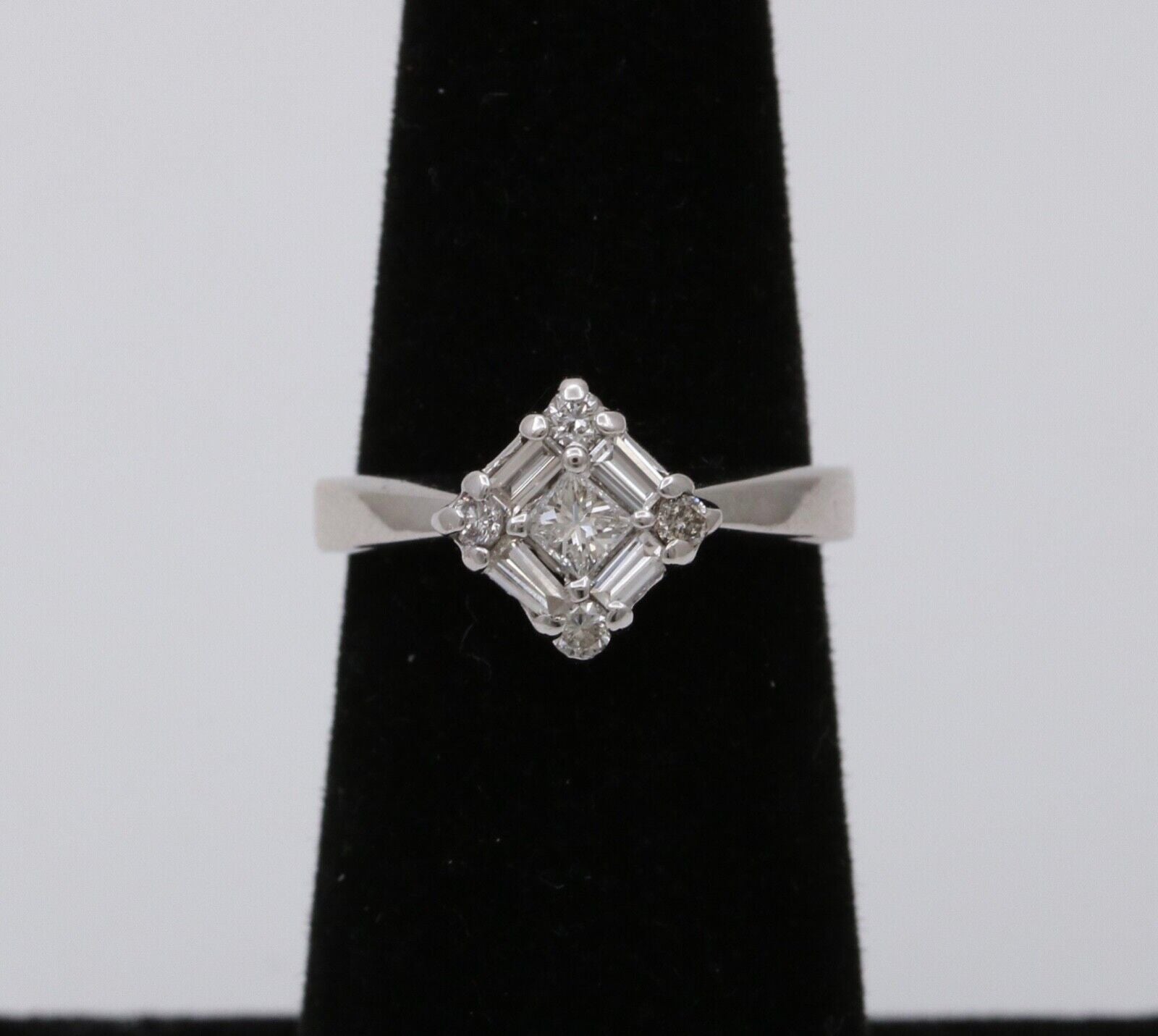 Vintage 14K White Gold Diamond Engagement ring , Anniversary Ring.