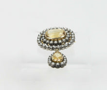 Load image into Gallery viewer, Vintage 14K &amp; Silver Citrine Seed Pearl Brooch Pendant
