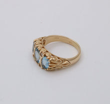 Load image into Gallery viewer, Vintage Victorian Style Blue Topaz 14K Yellow Gold Ring Band
